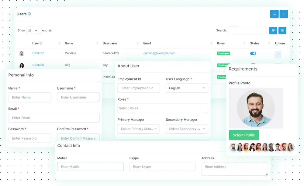 簡単な従業員追加