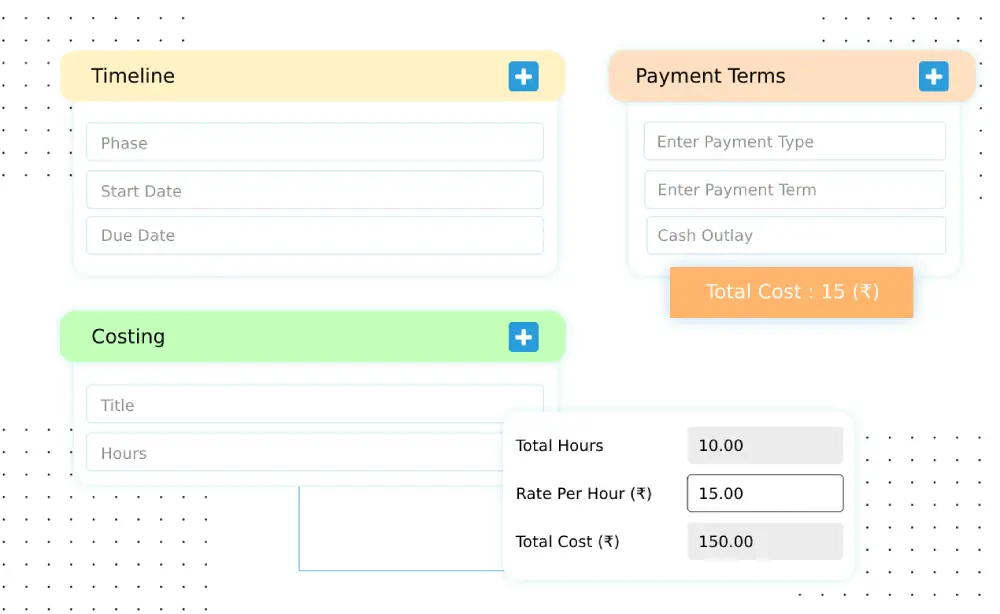 見積もりのタイムライン、費用、支払い条件を簡単かつ迅速に取得します